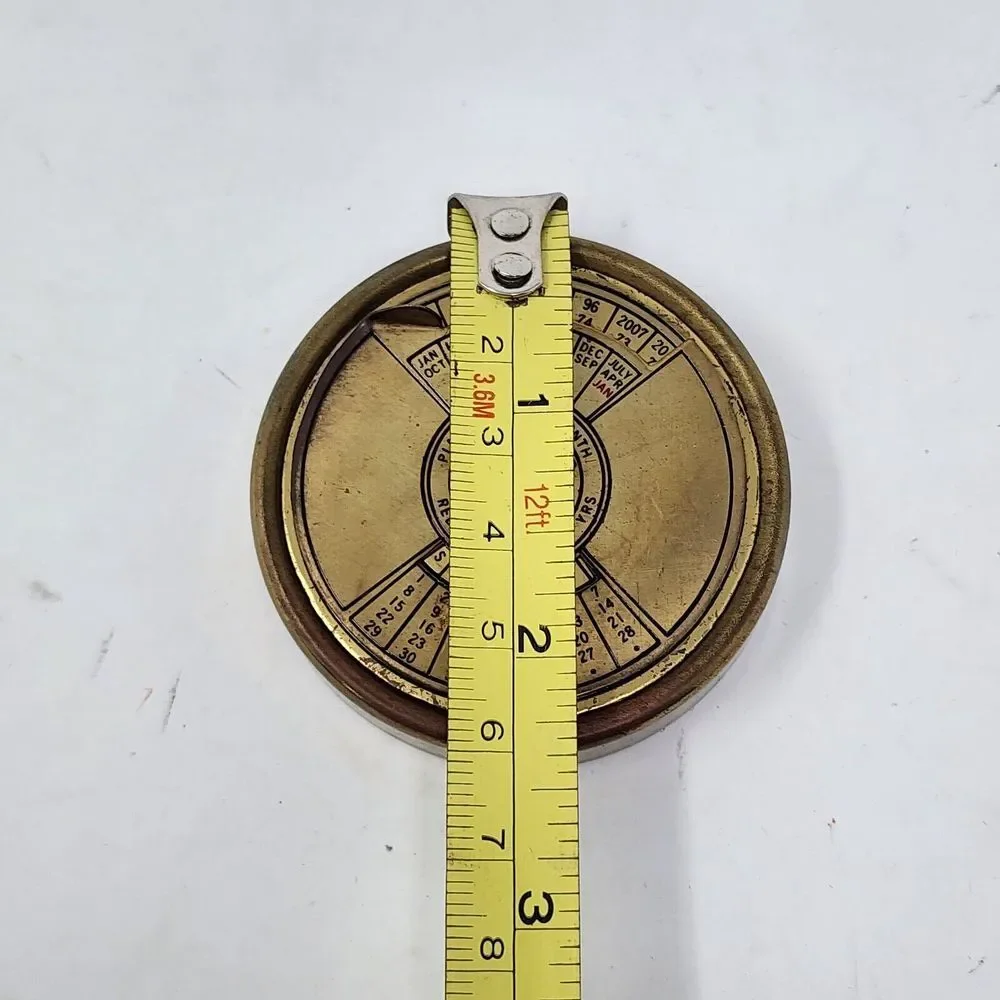 50 Year‎ Perpetual Calendar 1973-2022 Brass  Paperweight Vintage Desk Decor